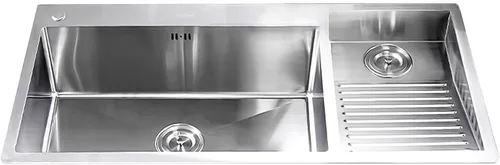 Miniatura 9 de Fregadero de lavandería de acero inoxidable con tabla de lavado integrada, bañera para lavar a mano con panel grueso, fregadero de lavandería