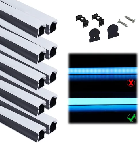 Miniatura 7 de Muzata Paquete de 10 canales LED de 6.6 pies/6.6 ft excelente sin manchas con cubierta blanca lechosa más gruesa, sin puntos calientes, tira LED más