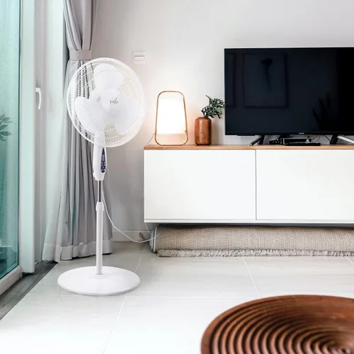 Miniatura 8 de Vie Air Ventilador de soporte oscilante de 3 velocidades de 16 pulgadas con temporizador de 7.5 horas, 1400 RMS y control remoto (blanco)