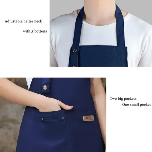 Miniatura 4 de Delantal personalizado para hombres y mujeres, delantales de lona de cocina personalizados con bolsillos, nombre, texto, logotipo, imagen