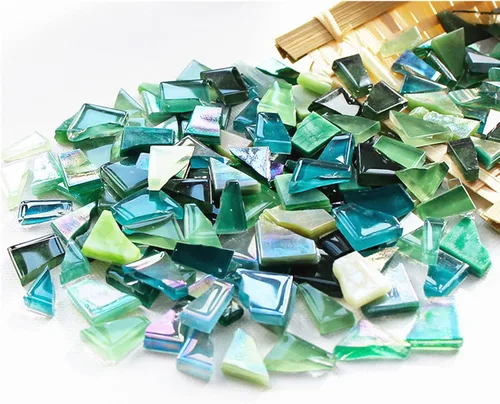 Miniatura 7 de Azulejos de mosaico de cristal irregulares de 1.1 libras, mosaico pequeño, pasatiempos para niños, manualidades de cristal hechas a mano para Azul