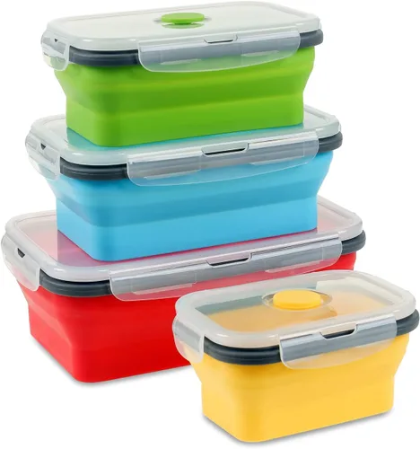 Miniatura 8 de Recipientes plegables extra grandes para almacenamiento de alimentos con tapa y ventilación de aire, 58 oz, paquete de 4, recipiente plegable XL