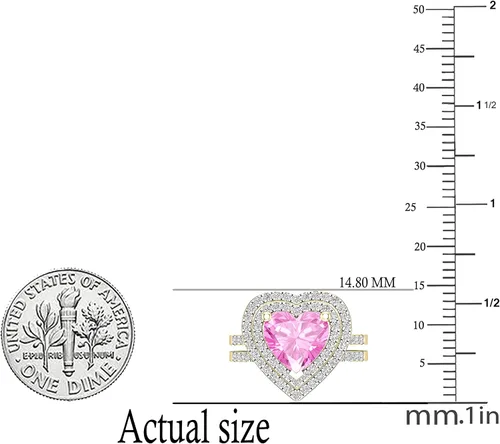 Miniatura 37 de Dazzlingrock Collection Juego de anillos de compromiso de doble halo con diamantes naturales redondos y piedras preciosas creadas en laboratorio