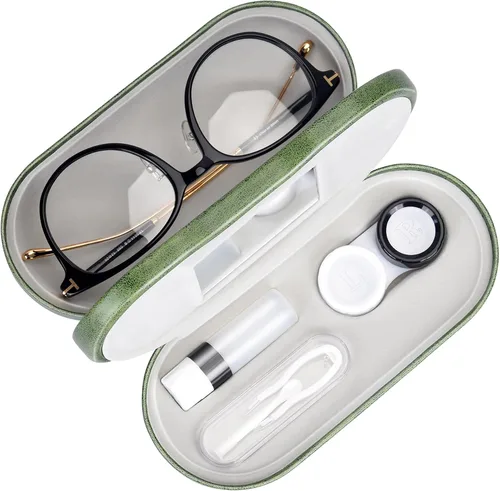 Miniatura 11 de Muf - Estuche portátil 2 en 1 para lentes y lentes de contacto, diseño de doble uso, a prueba de fugas, pinzas y botella con solución incluidas