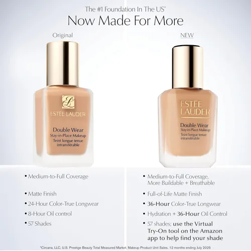 Miniatura 3 de Estée Lauder Maquillaje de base de maquillaje doble que se mantiene en su lugar, base mate de larga duración, 1 onza líquida 2N2 Buff - Ligero-medio
