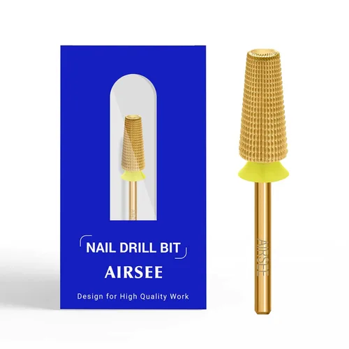 Miniatura 10 de AIRSEE Broca de carburo de tungsteno 5 en 1 para uñas acrílicas, lima eléctrica Efile, punta de cabeza para manicura, pulido rápido, quitar gel, Oro