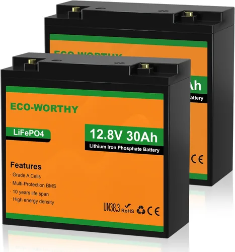 Miniatura 11 de ECO-WORTHY Batería de litio LiFePO4 de 12V 30Ah, batería recargable de ciclo profundo de 4000+ ciclos con BMS para radio de radioaficionado