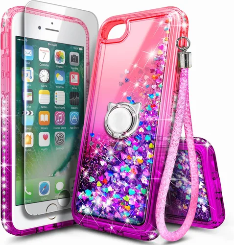 Miniatura 55 de NGB Diseñada para Funda de Teléfono iPhone 11, Morado/Azul Funda Bonita con Purpurina Líquida Brillante para Mujeres Niñas Niños con Protector