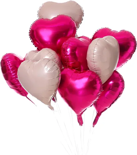 Miniatura 2 de Giga Gud 30 globos de papel de aluminio, de 18 pulgadas, rosa intenso y rosa macarrón, con tema de amor, perfectos para proponer matrimonio, boda