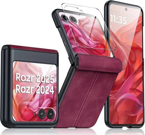 Miniatura 30 de para Samsung Galaxy Z Flip 7 Funda con protección de bisagras y protector de pantalla incorporado, funda de cuero mate de policarbonato ultradelgada