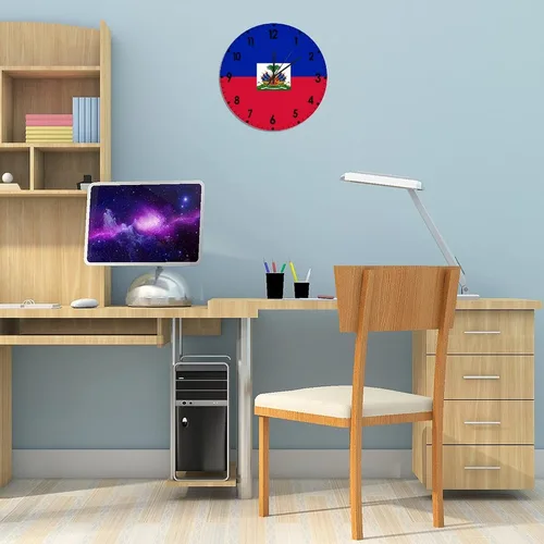 Miniatura 586 de Cheyan Reloj de pared con bandera de Canadá de 12 pulgadas, silencioso, sin tictac, de PVC, funciona con pilas, reloj redondo decorativo, regalo