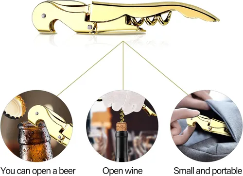Miniatura 4 de Sacacorchos para camareros profesionales, llave de vino de acero inoxidable para camareros de restaurantes, sacacorchos clásico todo en uno, abridor