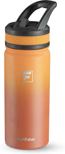 Miniatura 36 de Fanhaw Botella de Agua Aislada para Niños de 18 Oz con Tapa de Pajita – Acero Inoxidable de Doble Pared al Vacío, A Prueba de Fugas, Botellas