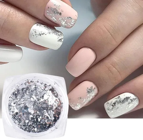 Miniatura 5 de Escamas holográficas con purpurina de aluminio brillante 3D, suministros de arte de uñas, oro rosa, rojo, plata, purpurina, copos de espejo, polvo
