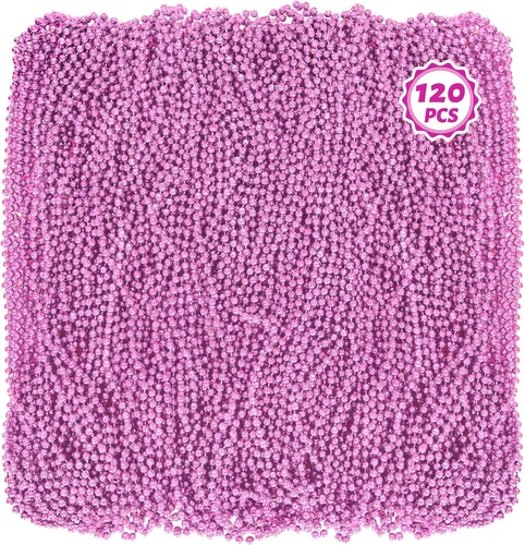 Miniatura 20 de Huskein 120 accesorios de Mardi Gras, collar de cuentas de 33 pulgadas, cuentas de Mardi Gras, collar de cuentas negras, cuentas a granel para Negro