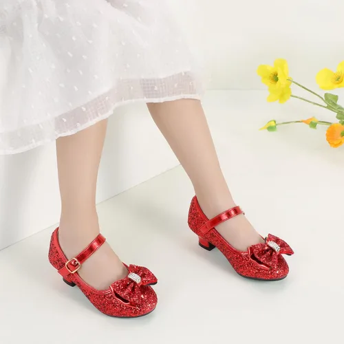 Miniatura 84 de PANDANINJIA Vestido de jada para niñas y niños pequeños, zapatos de princesa Mary Jane con tacones con lazo para fiesta, boda, boda