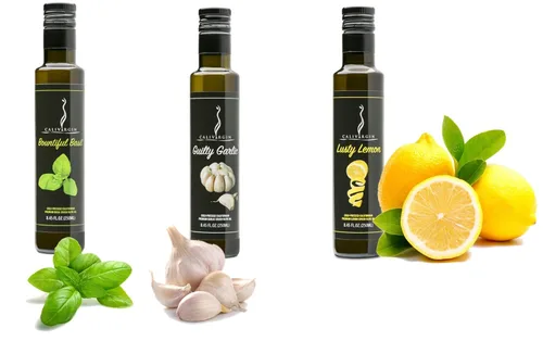 Miniatura 7 de Calivirgin Bountiful Aceites de oliva triturados con sabor a albahaca y ajo culpable, sabor fresco 100% natural, sin aditivos ni conservantes