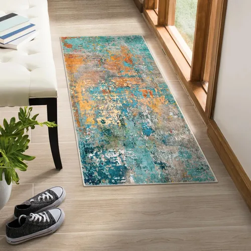 Miniatura 2 de Lahome Alfombra moderna abstracta para pasillo - 2'x4' Alfombra lavable para pasillo, suave alfombra de baño, alfombra antideslizante
