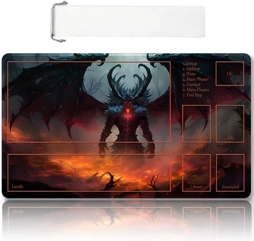 Miniatura 46 de Tapete de juego MTG cosido de alta calidad con zonas y parte trasera de goma antideslizante, tapete de juego TCG para MTG y otros juegos de cartas