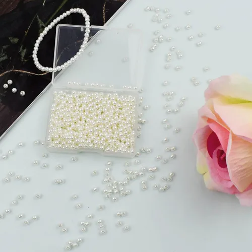 Miniatura 7 de 2000 cuentas de perlas de color marfil para fabricación de joyas, cuentas de perlas de plástico de 0.157 pulgadas (0.157 in), perlas redondas