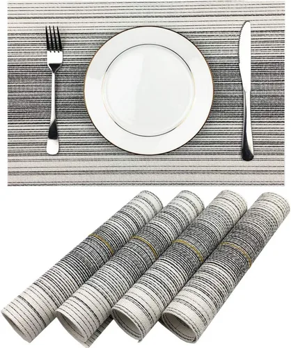 Mantel individual, Color Mezclado Mantel Individual de Vinilo Tejido Duradero Lavable Resistente al Calor Antideslizante para Mesa de Cocina Comedor