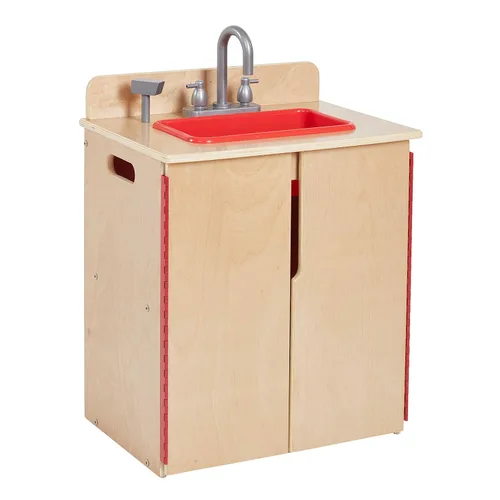ECR4Kids Fregadero de Cocina de Juguete, Juego de Madera, Natural
