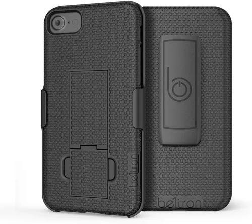 Miniatura 8 de BELTRON Funda para iPhone 7/8/SE 2020/SE 2022, funda de agarre de goma súper delgada y funda de clip giratorio para cinturón combinado con soporte