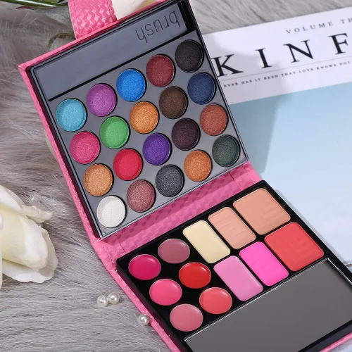 Miniatura 6 de Kit de maquillaje todo en uno: 20 sombras de ojos, 6 brillos de labios, 3 rubores, 2 polvos, 1 corrector, 1 espejo, 1 brocha, juego de regalo de Kit