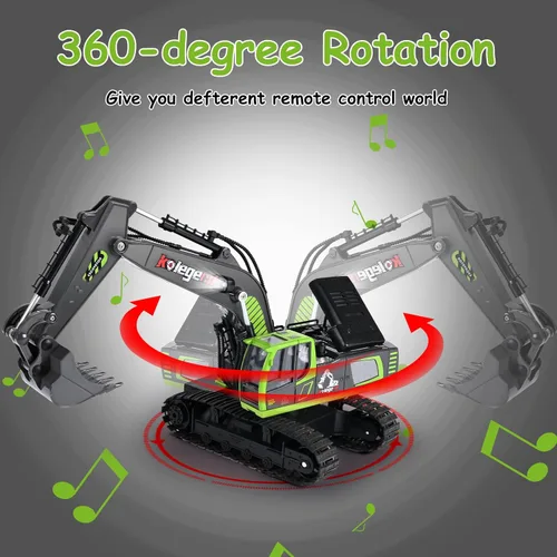 Miniatura 4 de kolegend Excavadora de juguete a control remoto de 16 pulgadas, 11 canales RC vehículos de construcción, transportadores hidráulicos, juguetes