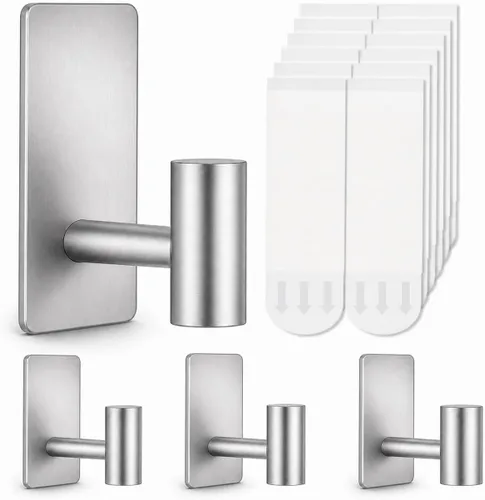 Miniatura 11 de 8 ganchos para toallas resistentes para colgar, ganchos adhesivos de pared con tiras extraíbles, adhesivos sin daños, para exteriores, para baños
