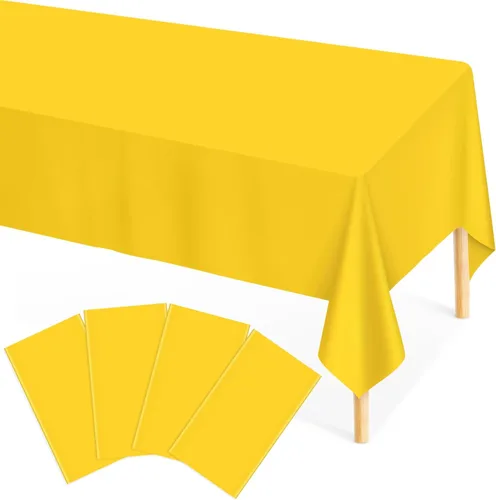 Miniatura 16 de Mulbozy Mantel de plástico color crema, desechables, paquete de 4, 54 x 108 pulgadas, manteles rectangulares de plástico beige para decoración