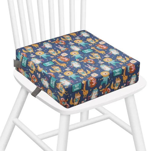 Miniatura 11 de Zicac Cojín de asiento elevador portátil para silla alta para viajes, comedor, almohadilla de asiento para niños pequeños, bebés, bebés, azul rosa