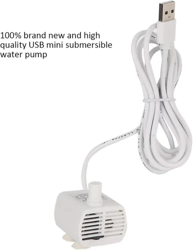 Miniatura 3 de Mini bomba sumergible USB para peces, bomba silenciosa de fuente de agua para mascotas, potente fuente de repuesto para mascotas DC5V, 200L/H