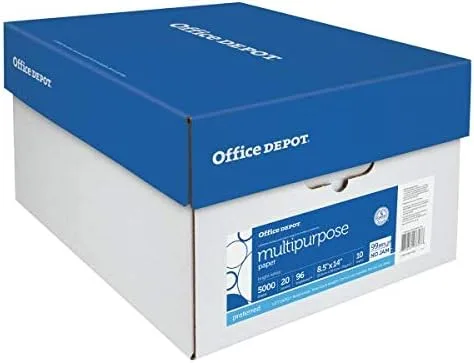Office Depot Papel de copia extra brillante, 8 12 pulgadas x 14 pulgadas. Legal, 20 libras, 90 brillo, caja de 10 resmas