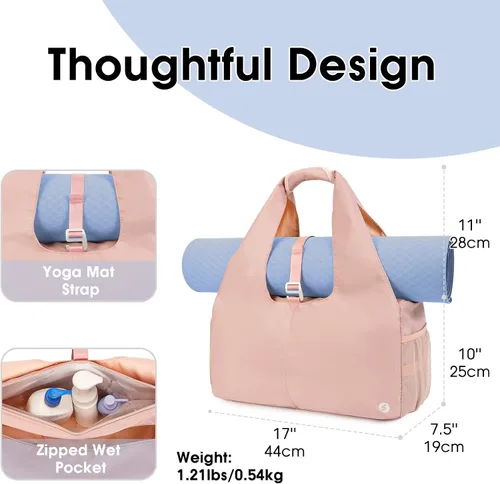Miniatura 2 de sportsnew Bolsas de gimnasio de yoga para mujer con compartimento para zapatos, bolsillos de almacenamiento en seco húmedo y soporte ajustable
