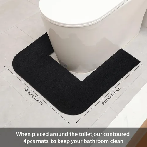Miniatura 2 de Nuanchu 4 alfombrillas de inodoro para eliminar olores, almohadillas de orina para baño, baño, baño, color negro y gris