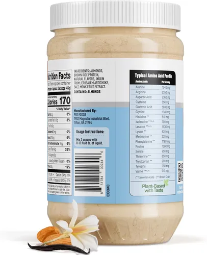 Miniatura 8 de PB2 Performance - Polvo de proteína vegano a base de plantas de almendra 20g de proteína completa, sin azúcar añadida, fibra prebiótica Sin