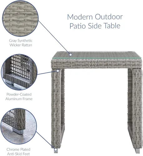 Miniatura 6 de Modway Aura Piece - Juego de mimbre para exteriores, Moderno/Contemporáneo, gris gris