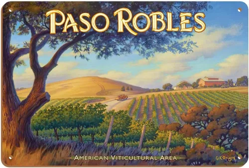 Miniatura 9 de Paso Robles Wineries San Luis Obispo - California Vineyards Wine Country Art por Kerne Erickson - Cartel de metal vintage de 8 x 12 pulgadas