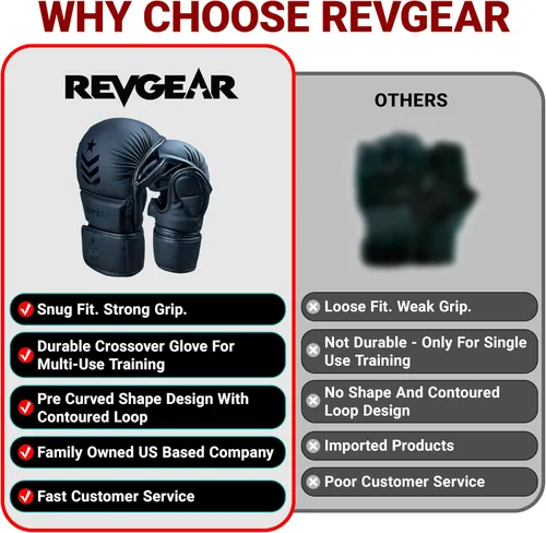 Miniatura 4 de Revgear Guantes MMA de 7 onzas: guantes de entrenamiento de piel sintética premium para hombres y mujeres, ideales para boxeo, muay thai, artes