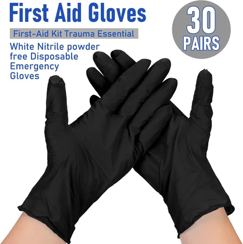 Miniatura 2 de Chicingyou 30 pares de guantes de emergencia desechables empaquetados individualmente, guantes de viaje para trauma, guantes esenciales de nitrilo