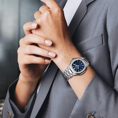 Miniatura 8 de Reloj de pulsera japonés de cuarzo para mujer, con esfera azul, reloj cuadrado para mujer, resistente al agua, relojes analógicos de cristal, correa