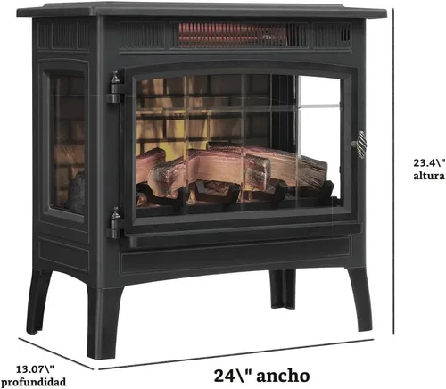 Miniatura 4 de Duraflame Estufa eléctrica independiente de chimenea con efecto de llama 3D para 1,000 pies cuadrados, color bronce