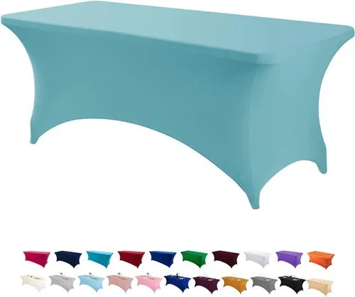 Miniatura 24 de Peomeise - Funda de mesa de elastano de 4 pies, mantel rectangular elástico de elastano (verde manzana, 4 pies)