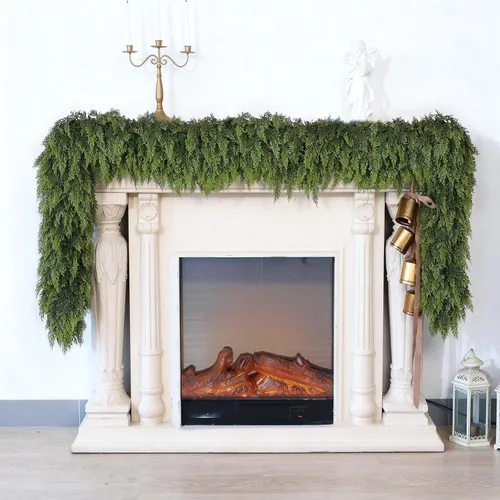 Miniatura 4 de Guirnalda de cedro sintético para chimenea, guirnalda de Navidad artificial gruesa, exuberante y realista, para mesa, ventana, escaleras, repisa
