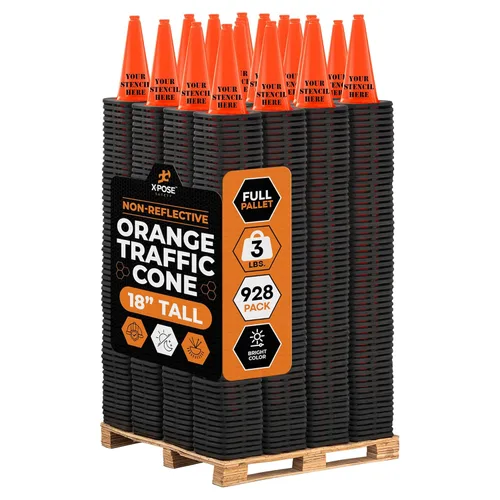 Miniatura 88 de Xpose Safety Cono de tráfico verde lima de 28 pulgadas, paquete de 4, cono de seguridad de PVC de alta calidad para estacionamiento, precaución
