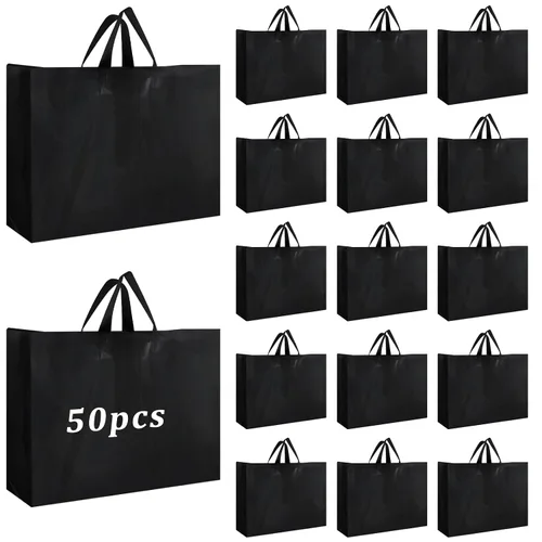 Miniatura 22 de Amylove 80 bolsas de regalo transparentes a granel con asa, bolsa de plástico esmerilado, embalaje reutilizable, envoltura de golosinas