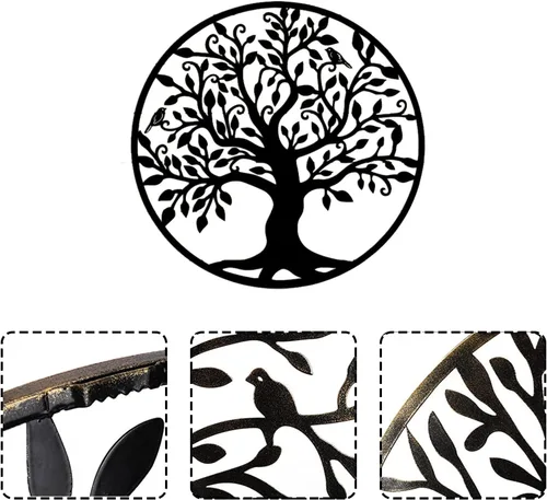 Miniatura 7 de Fayholy Árbol de la vida arte de pared de metal, decoración de pared de árbol de metal, camisetas circulares para sala de estar, dormitorio