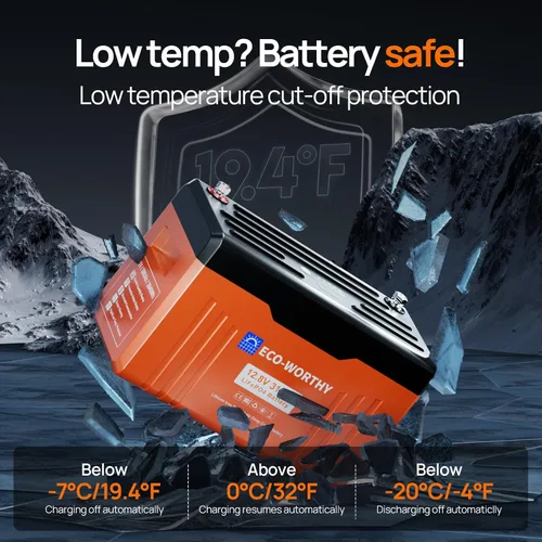 Miniatura 9 de ECO-WORTHY 12V 300Ah Batería de litio LiFePO4 Bluetooth con LEDs SOC, protección contra bajas temperaturas, 3840Wh, BMS de 200A hasta 15000 ciclos