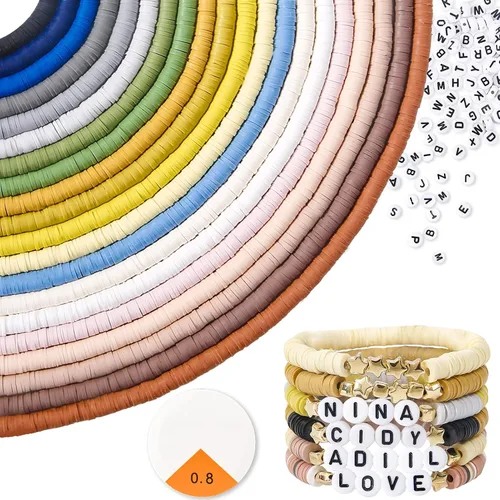 Miniatura 10 de ADIIL Kit de Fabricación de Pulseras con 7200 Piezas de Cuentas de Arcilla, Cuentas Heishi de Polímero de 6mm para Hacer Joyas, Kit de Pulseras